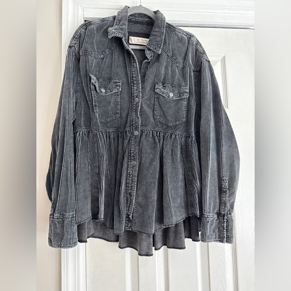 We The Free Charcoal Corduroy Button-Up Top